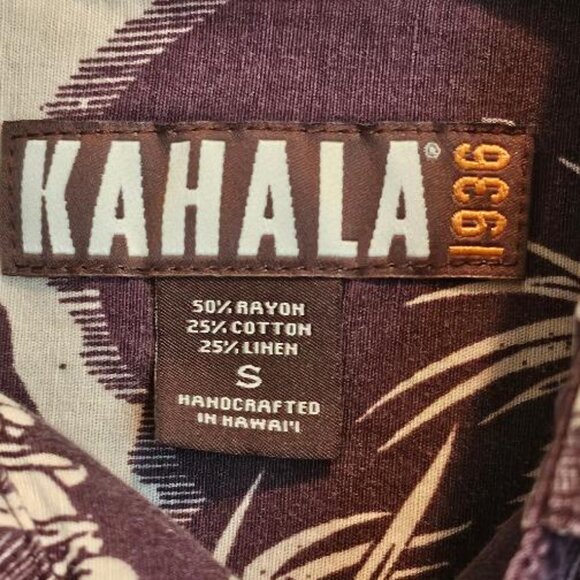 KAHALA 1936 Linen Blend Hawaiian Shirt - Size Small - Purple Classic Print - Picture 2 of 4